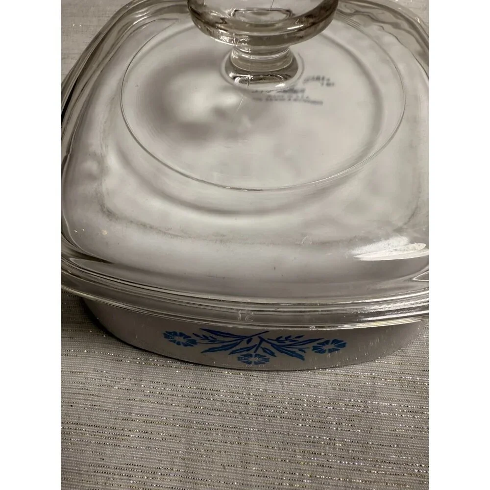 Vintage Corning Ware P-1-B Cornflower 1 Quart Square Casserole Dish with Lid